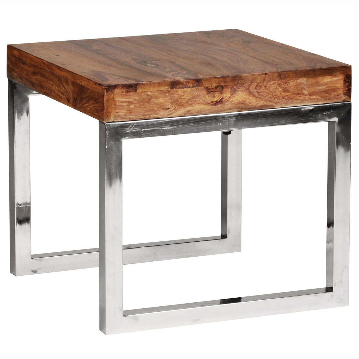 Quadratischer Couchtisch  Massivholz  Metallgestell  60x40x60 cm  Sheesham-Massivholz  pflegeleicht - KADIMA DESIGN Größe  45x45x40 cm