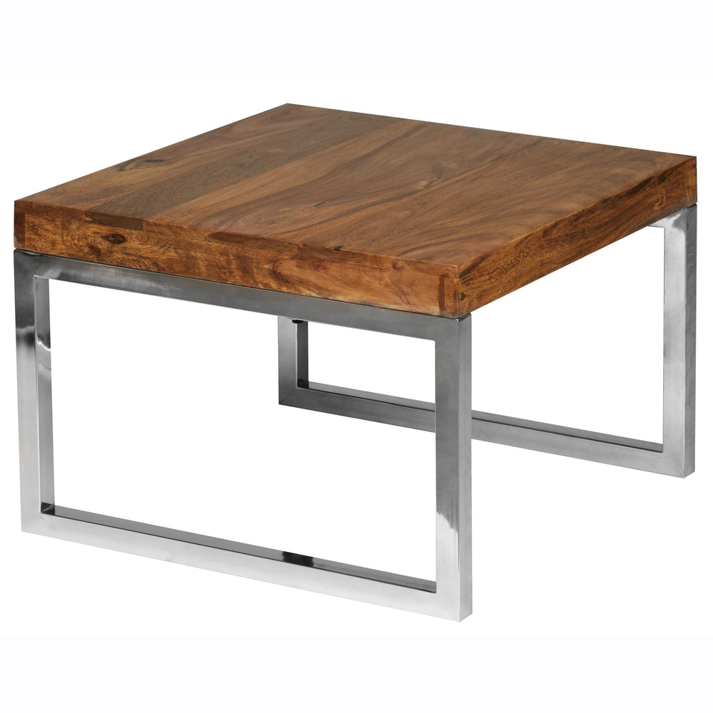 Quadratischer Couchtisch_ Massivholz_ Metallgestell_ 60x40x60 cm_ Sheesham-Massivholz_ pflegeleicht - KADIMA DESIGN_Größe_ 60x60x40 cm_