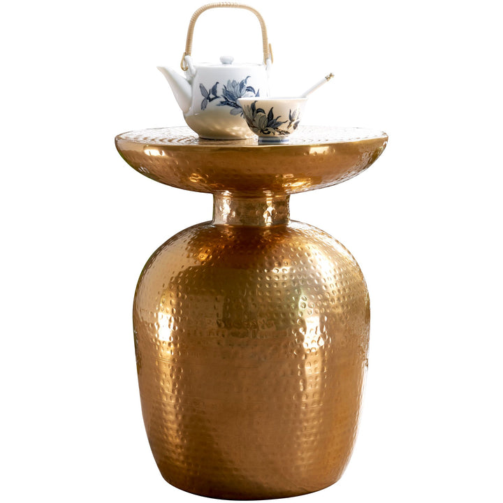 Dekotisch ENNS_ Orientalisch_ Hammerschlagstruktur_ Aluminium_ 15 kg Belastbarkeit - KADIMA DESIGN_Farbe_ Gold_ Größe_ 36x36x46 cm_