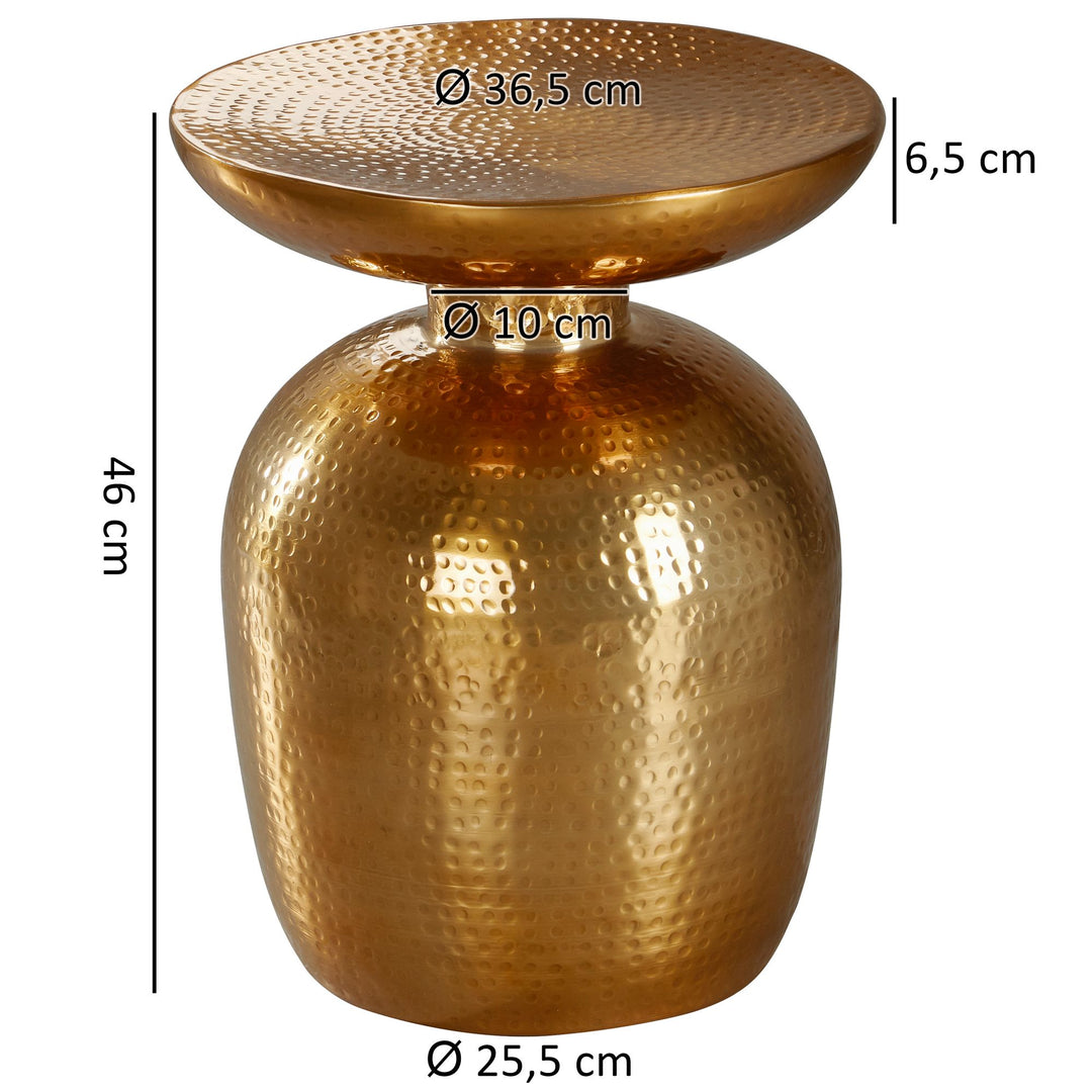 Dekotisch ENNS_ Orientalisch_ Hammerschlagstruktur_ Aluminium_ 15 kg Belastbarkeit - KADIMA DESIGN_Farbe_ Gold_ Größe_ 36x36x46 cm_