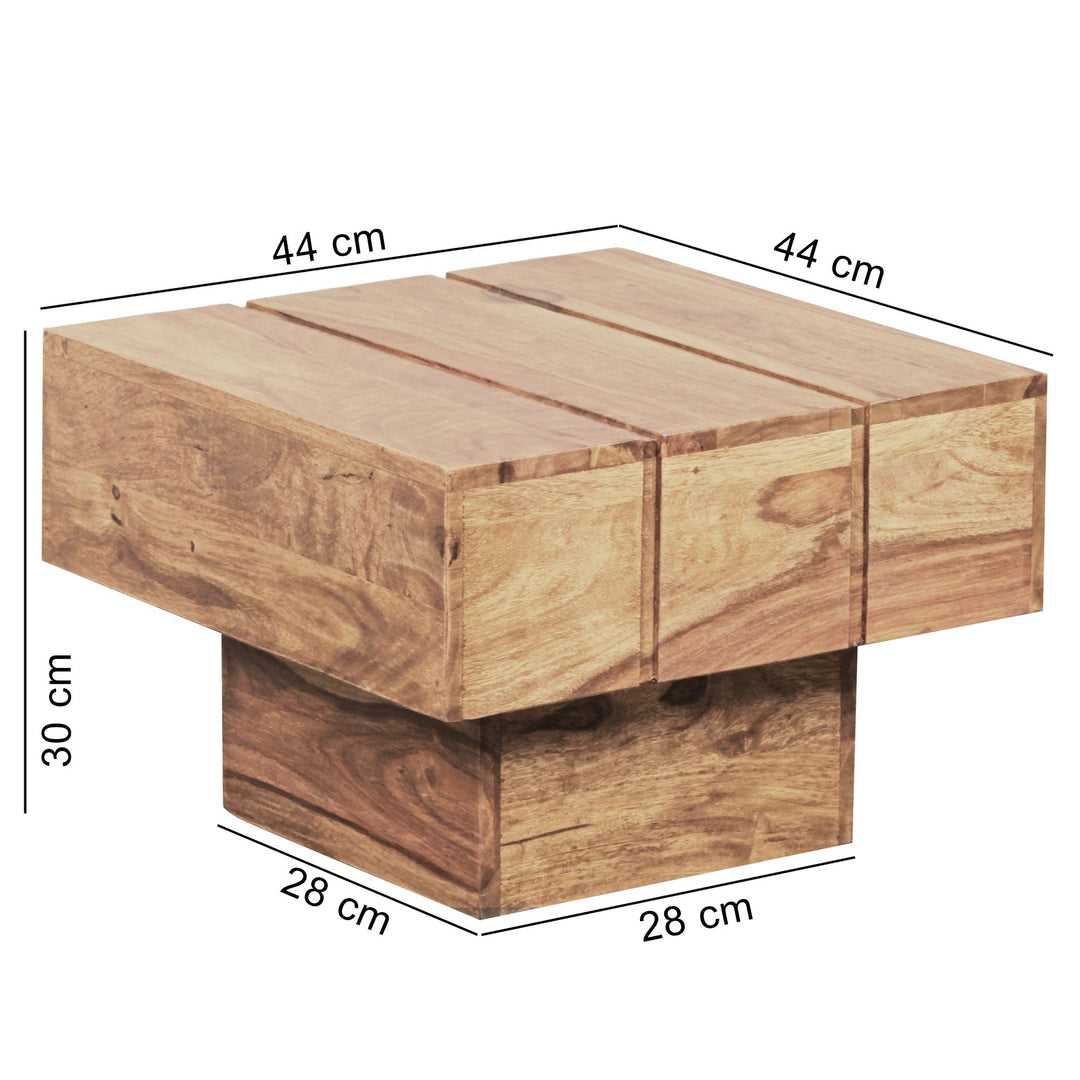 Beistelltisch SAAR_ Massivholz_ 44x44x30 cm_ handgefertigtes Unikat_ Sheesham/Akazie - KADIMA DESIGN_Farbe_ Beige_ Größe_ 44x44x30 cm_