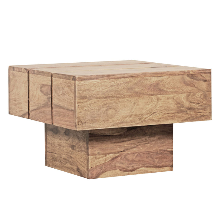 Beistelltisch SAAR_ Massivholz_ 44x44x30 cm_ handgefertigtes Unikat_ Sheesham/Akazie - KADIMA DESIGN_Farbe_ Beige_ Größe_ 44x44x30 cm_
