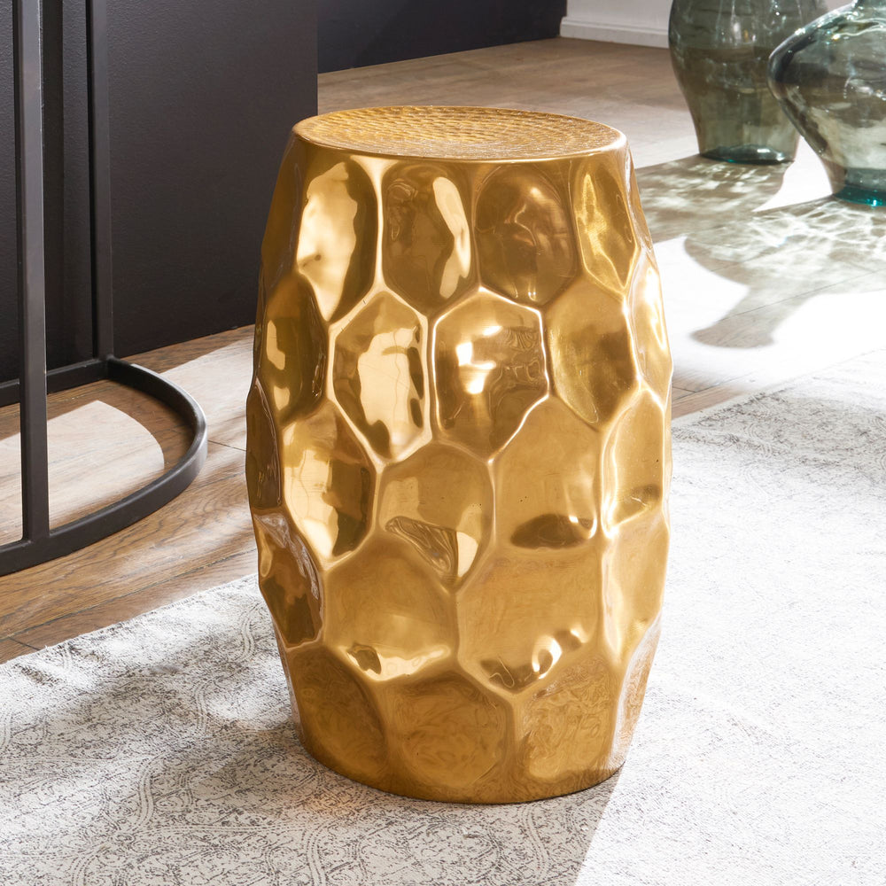 KADIMA DESIGN Orientalischer Beistelltisch mit Hammerschlag-Design_ Unikat_ pflegeleicht_Gold_#sku_BARWL5.477#