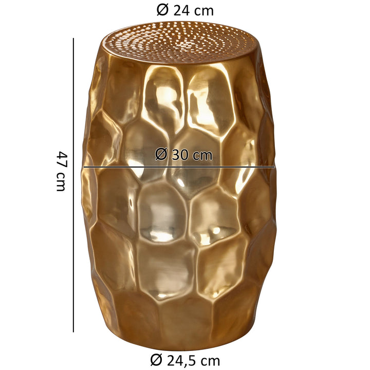 Orientalischer Beistelltisch ENNS_ Hammerschlag-Design_ Aluminium_ pflegeleicht - KADIMA DESIGN_Farbe_ Gold_ Größe_ 30x30x47 cm_#sku_BARWL5.477#