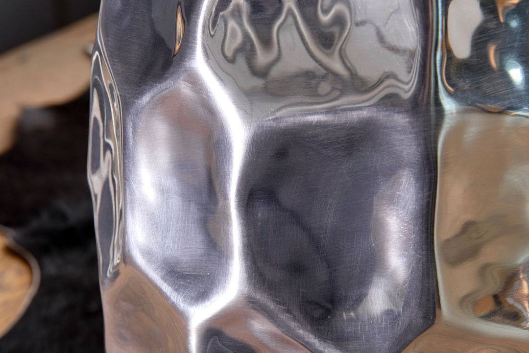 Orientalischer Beistelltisch ENNS_ Hammerschlag-Design_ Aluminium_ pflegeleicht - KADIMA DESIGN_Farbe_ Silber_ Größe_ 30x30x47 cm_