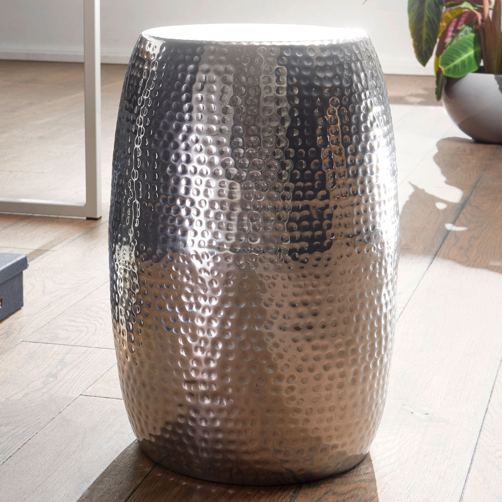 Beistelltisch ENNS_ Orientalisch_ Aluminium_ 30 cm Breite_ goldfarbenes Finish - KADIMA DESIGN_Farbe_ Silber_ Größe_ 30x30x49 cm_