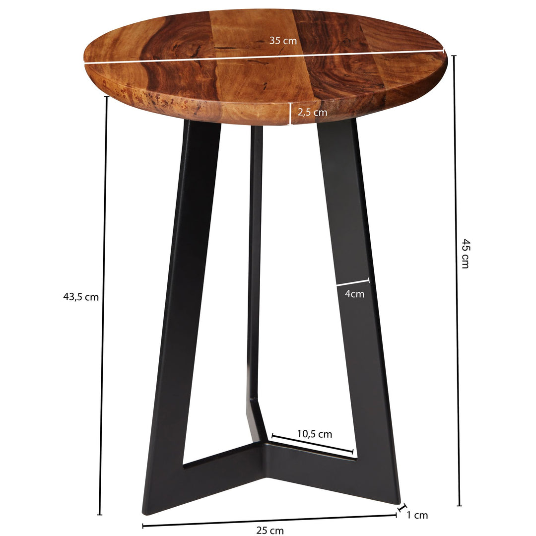 Massiver Industrial-Beistelltisch_ Holz und Metall_ Einzigartige Maserung_ Vielseitig - KADIMA DESIGN_Größe_ 35x35x45 cm_