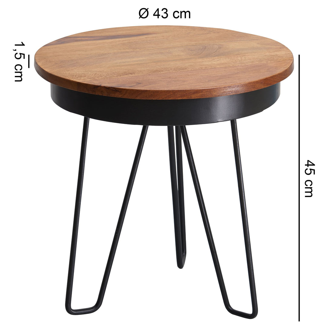 Sheeshamholz Metall Beistelltisch im Industrial-Stil_ vielseitig einsetzbar_ stabil - KADIMA DESIGN_Größe_ 43x43x45 cm_