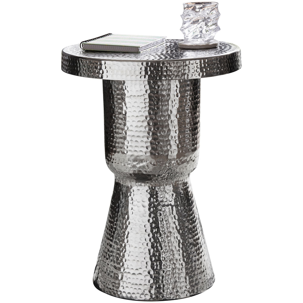 Orientalischer Dekotisch ENNS_ Aluminium_ Hammerschlag-Strukturen_ 43x59x43 cm - KADIMA DESIGN_Farbe_ Silber_ Größe_ 43x43x59 cm_