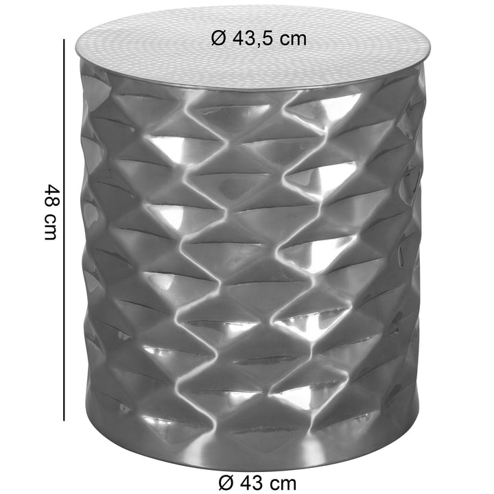 Beistelltisch ENNS_ Orientalischer Couchtisch_ Aluminium_ Hammerschlag-Strukturen_ Stabilität und Langlebigkeit - KADIMA DESIGN_Farbe_ Silber_ Größe_ 43x43x48 cm_