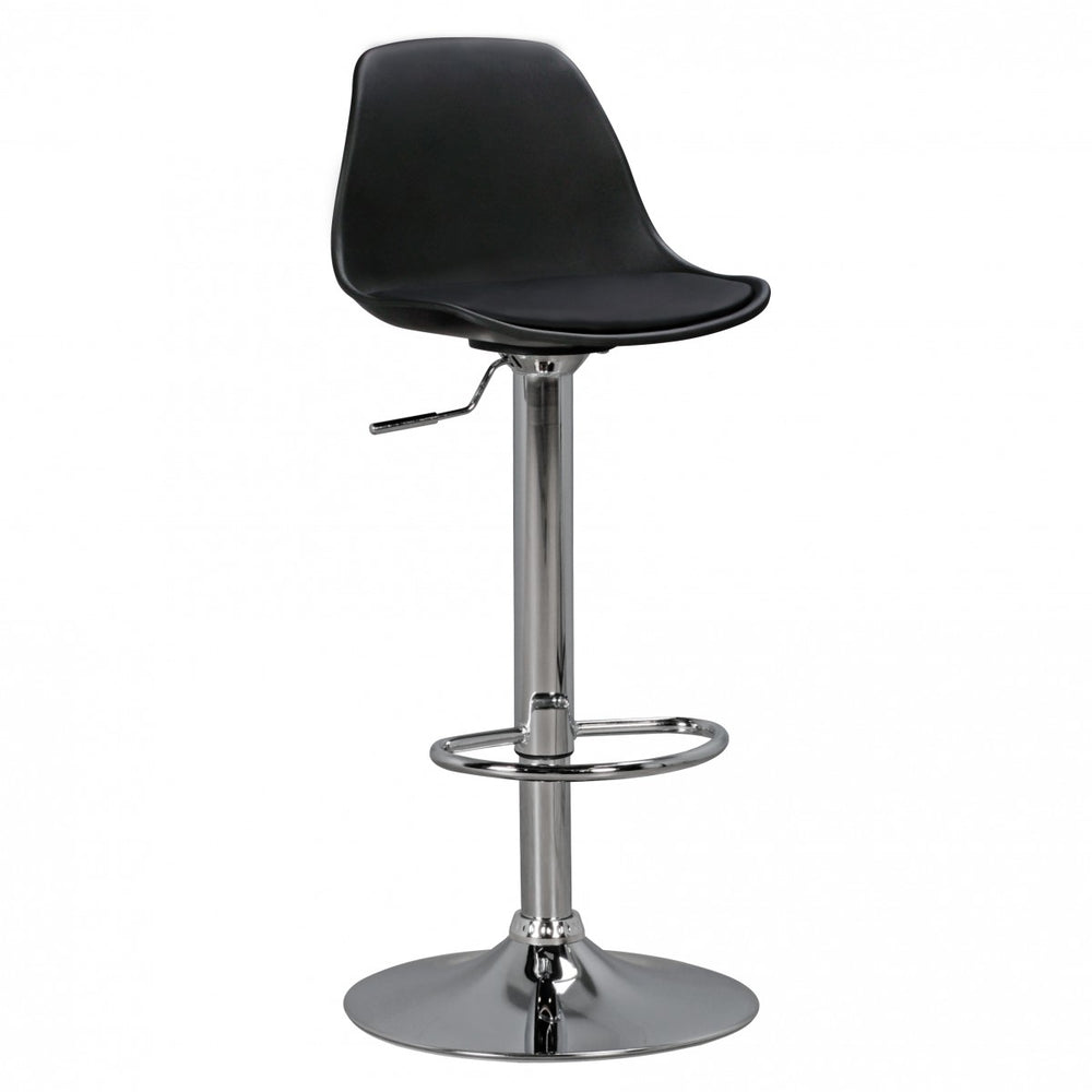Barhocker BERN_ Lederoptik_ verchromtes Gestell_ 360° drehbar_ max. 110 kg Belastung - KADIMA DESIGN_Farbe_ Schwarz_ Größe_ 40x40x104 cm_