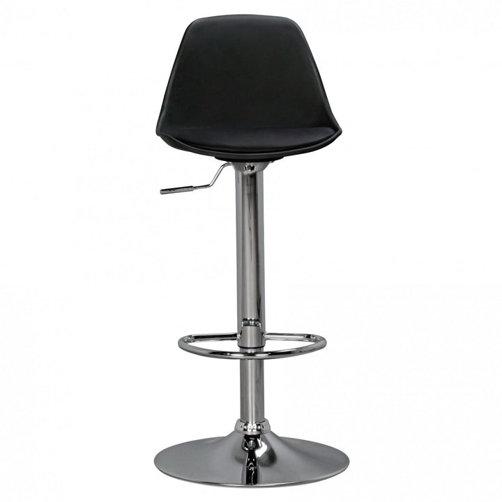 Barhocker BERN_ Lederoptik_ verchromtes Gestell_ 360° drehbar_ max. 110 kg Belastung - KADIMA DESIGN_Farbe_ Schwarz_ Größe_ 40x40x104 cm_