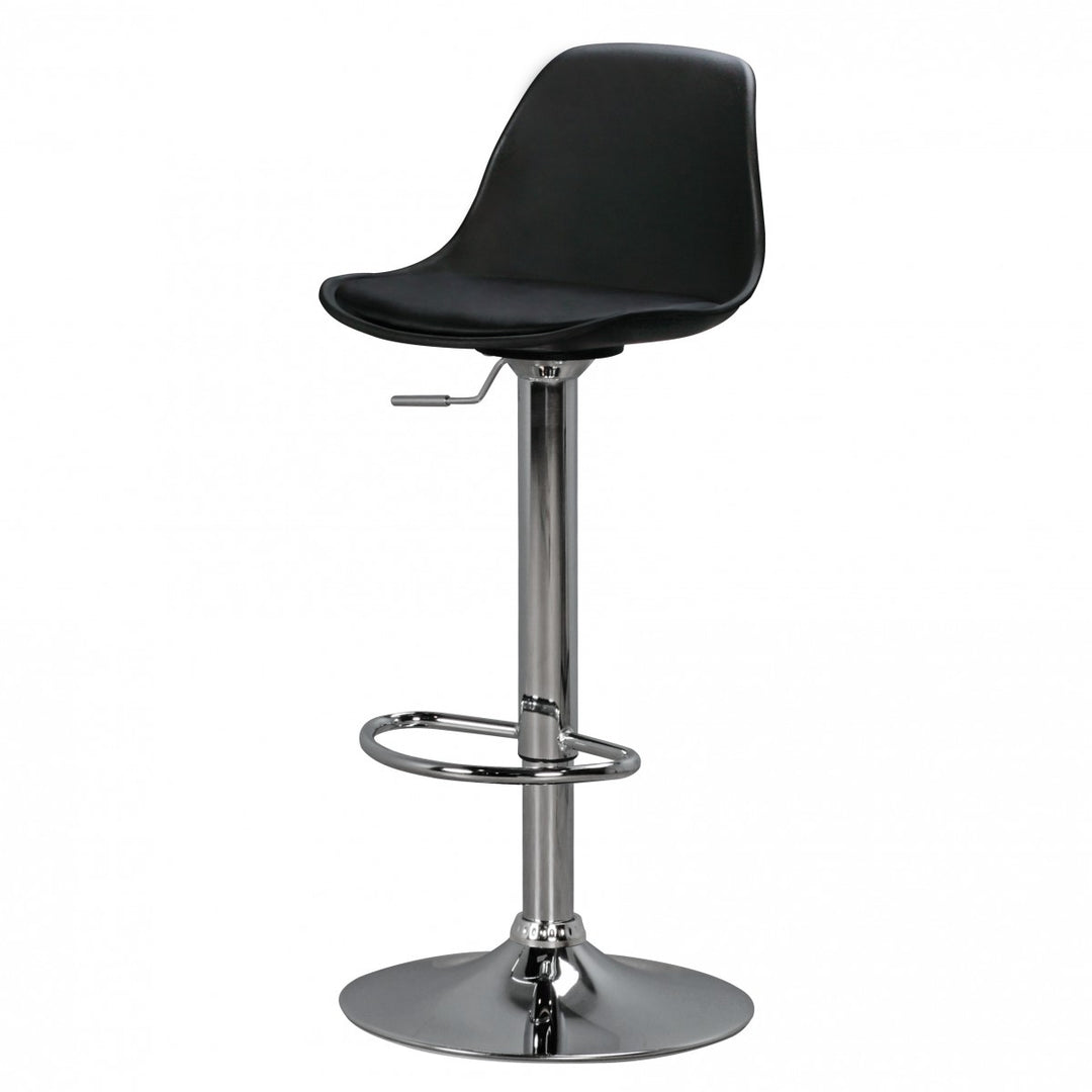 Barhocker BERN_ Lederoptik_ verchromtes Gestell_ 360° drehbar_ max. 110 kg Belastung - KADIMA DESIGN_Farbe_ Schwarz_ Größe_ 40x40x104 cm_