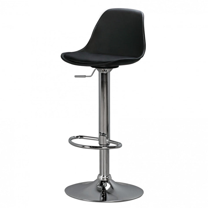 Barhocker BERN_ Lederoptik_ verchromtes Gestell_ 360° drehbar_ max. 110 kg Belastung - KADIMA DESIGN_Farbe_ Schwarz_ Größe_ 40x40x104 cm_