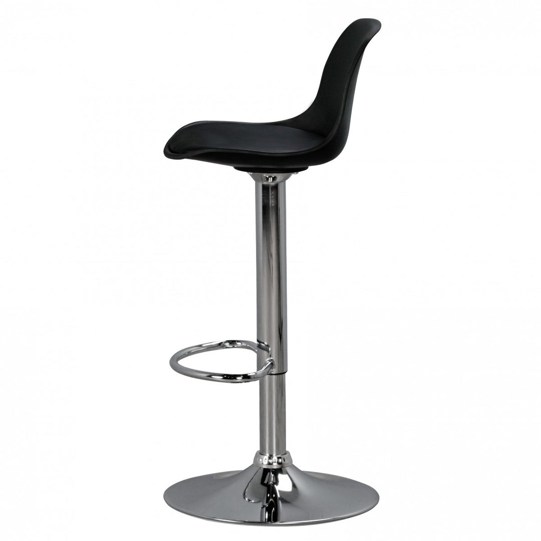 Barhocker BERN_ Lederoptik_ verchromtes Gestell_ 360° drehbar_ max. 110 kg Belastung - KADIMA DESIGN_Farbe_ Schwarz_ Größe_ 40x40x104 cm_