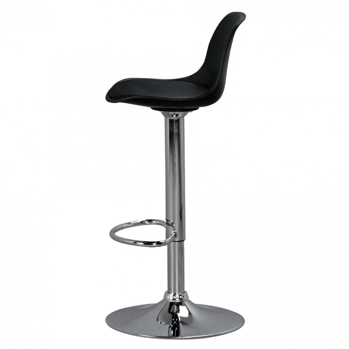 Barhocker BERN_ Lederoptik_ verchromtes Gestell_ 360° drehbar_ max. 110 kg Belastung - KADIMA DESIGN_Farbe_ Schwarz_ Größe_ 40x40x104 cm_