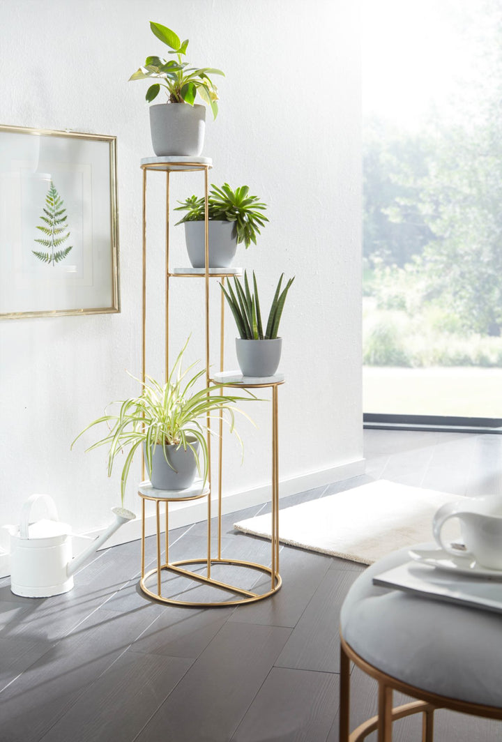 Blumenständer aus echtem Marmor_ Eleganter Pflanzenständer für Wohnzimmer und Dekoration - KADIMA DESIGN_Größe_ 37x37x108 cm_