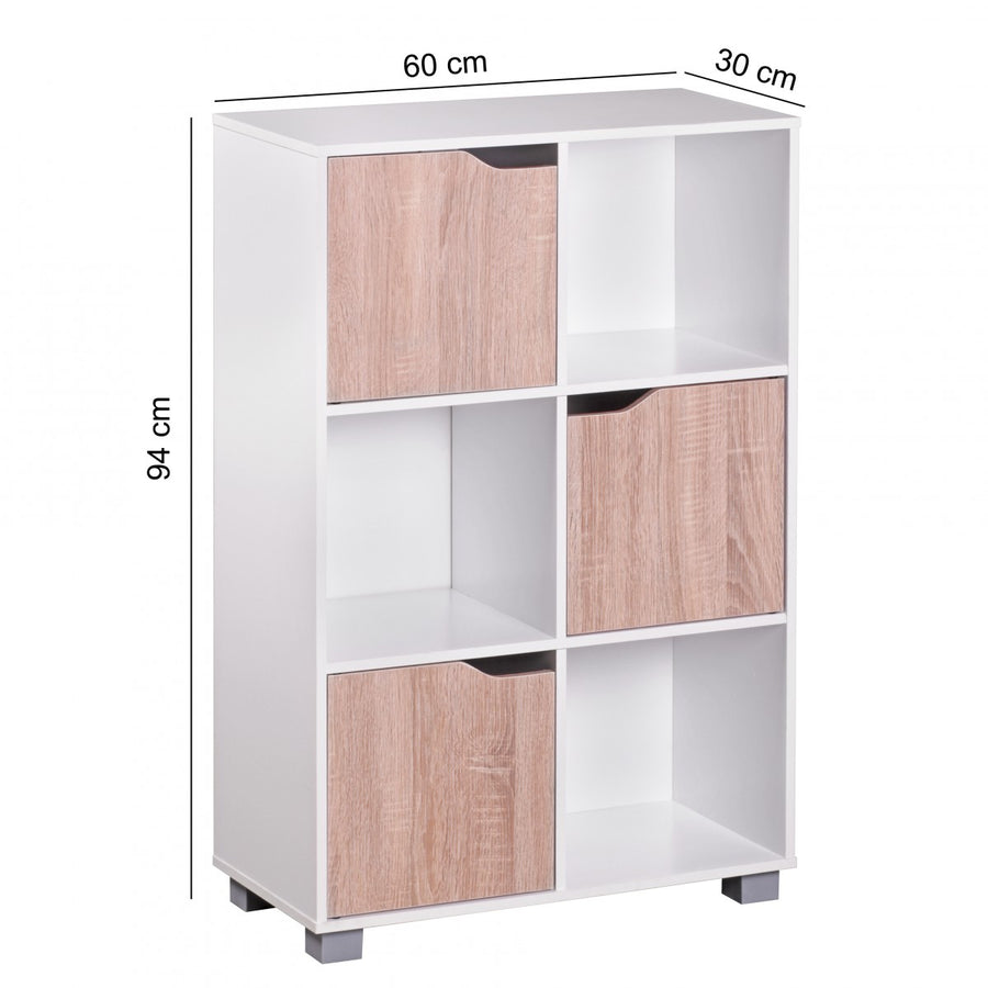KADIMA DESIGN Moderne Holz Bücherregal - Stilvolle Aufbewahrung mit 6 geräumigen Fächern und elegantem Akzent_Weiß_#sku_BARWL1.796#
