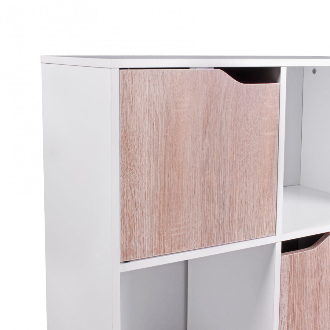 Moderne Holz Bücherregal mit 6 Fächern - Stilvoller Sonoma Eiche Akzent_ Weiße Farbe_ Robust_ KADIMA DESIGN_Größe_ 60x30x94 cm_#sku_BARWL1.796#