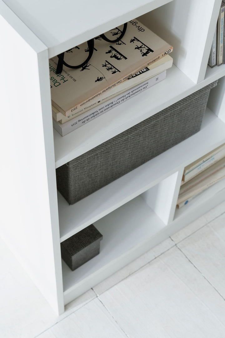 KADIMA DESIGN Holzbücherregal mit Melaminharz-Beschichtung und Stauraum für Bücher und Dekor - Modernes Design und einfacher Aufbau_Weiß_#sku_BARWL5.819#