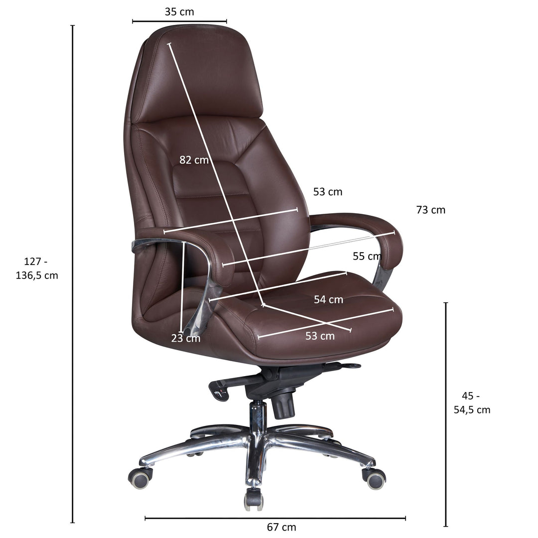 Chefsessel MIRON aus Leder_ Multiblockwippmechanik_ bis 120 kg_ in 3 Farben verfügbar - KADIMA DESIGN_Farbe_ Braun_ Größe_ 67x67x137 cm_