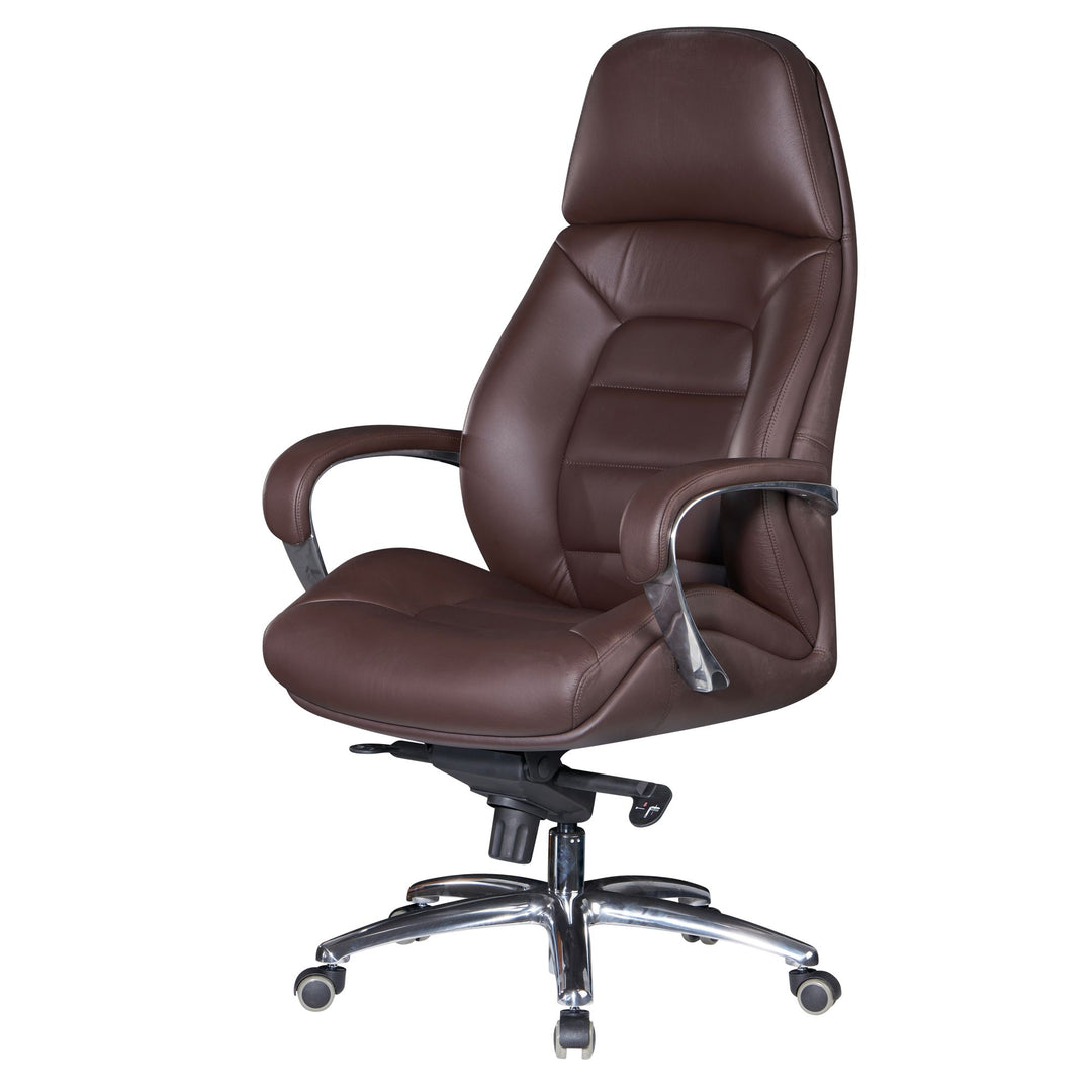 Chefsessel MIRON aus Leder_ Multiblockwippmechanik_ bis 120 kg_ in 3 Farben verfügbar - KADIMA DESIGN_Farbe_ Braun_ Größe_ 67x67x137 cm_