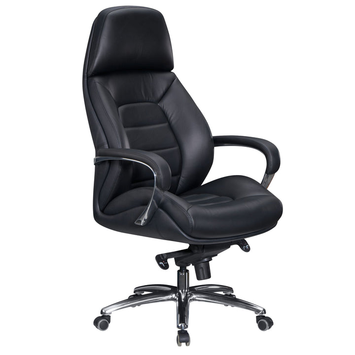 Chefsessel MIRON aus Leder_ Multiblockwippmechanik_ bis 120 kg_ in 3 Farben verfügbar - KADIMA DESIGN_Farbe_ Schwarz_ Größe_ 67x67x137 cm_