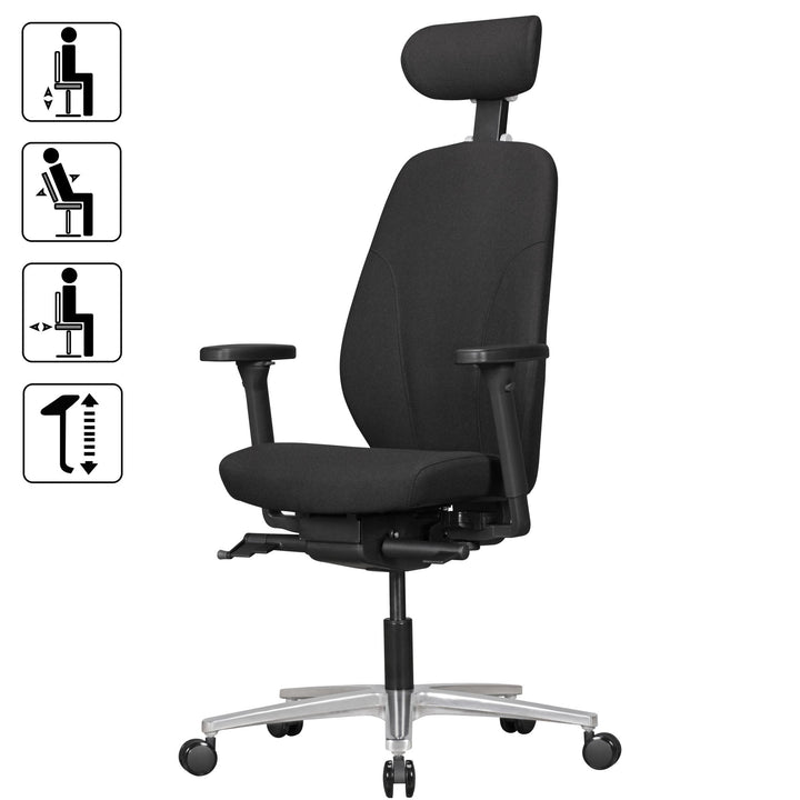 KADIMA DESIGN Ergonomischer Bürostuhl mit verstellbarer Rückenlehne und Armlehnen_Schwarz_#sku_BARSPM1.364#