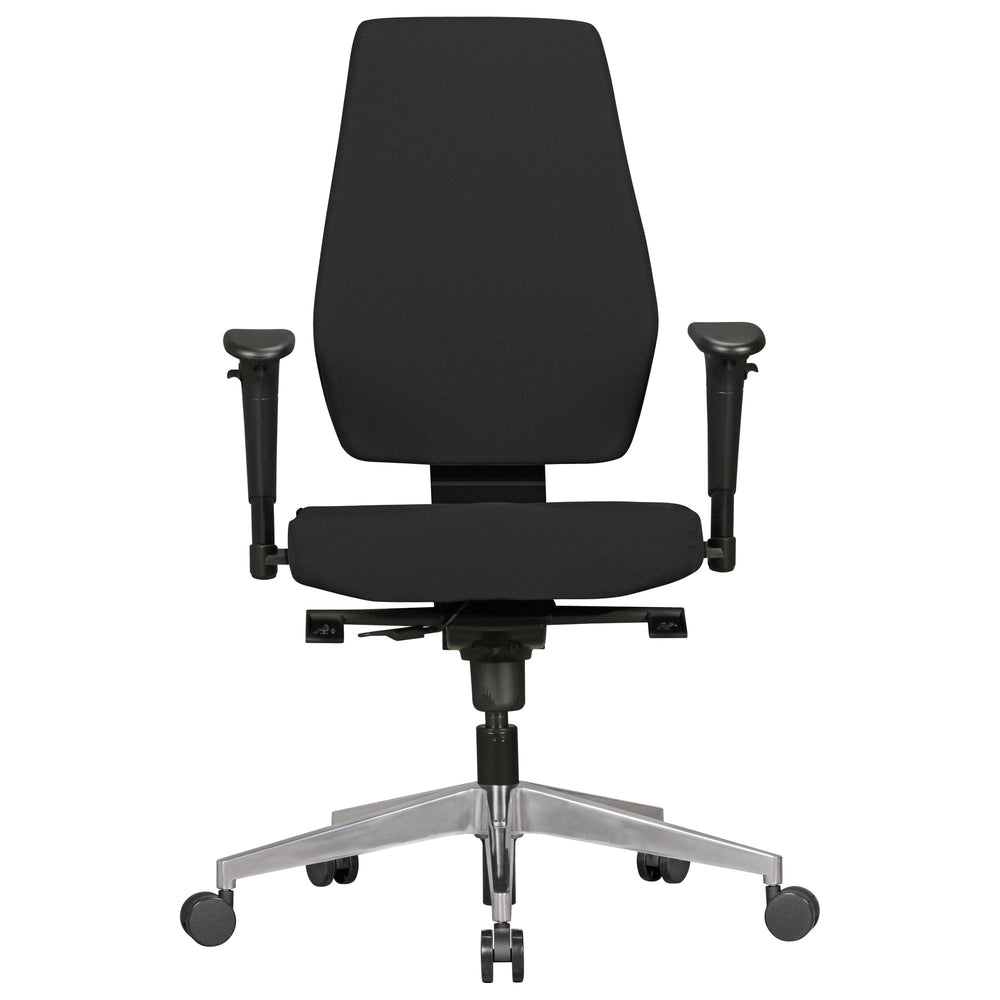 Bürostuhl Latina_ Ergonomisches Design_ Lendenwirbelstütze_ höhenverstellbare Armlehnen_ strapazierfähiger Stoff_ Aluminium-Fußkreuz - KADIMA DESIGN_Größe_ 70x63x119 cm_