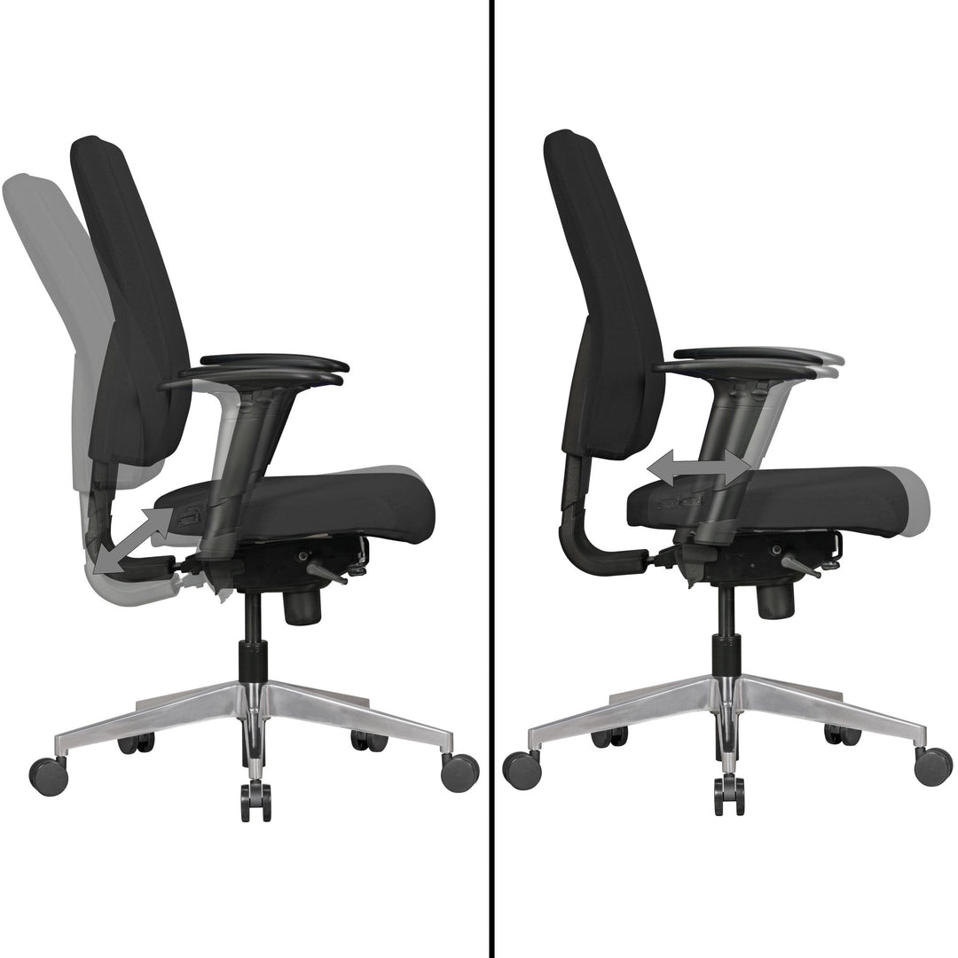 Bürostuhl Latina_ Ergonomisches Design_ Lendenwirbelstütze_ höhenverstellbare Armlehnen_ strapazierfähiger Stoff_ Aluminium-Fußkreuz - KADIMA DESIGN_Größe_ 70x63x119 cm_