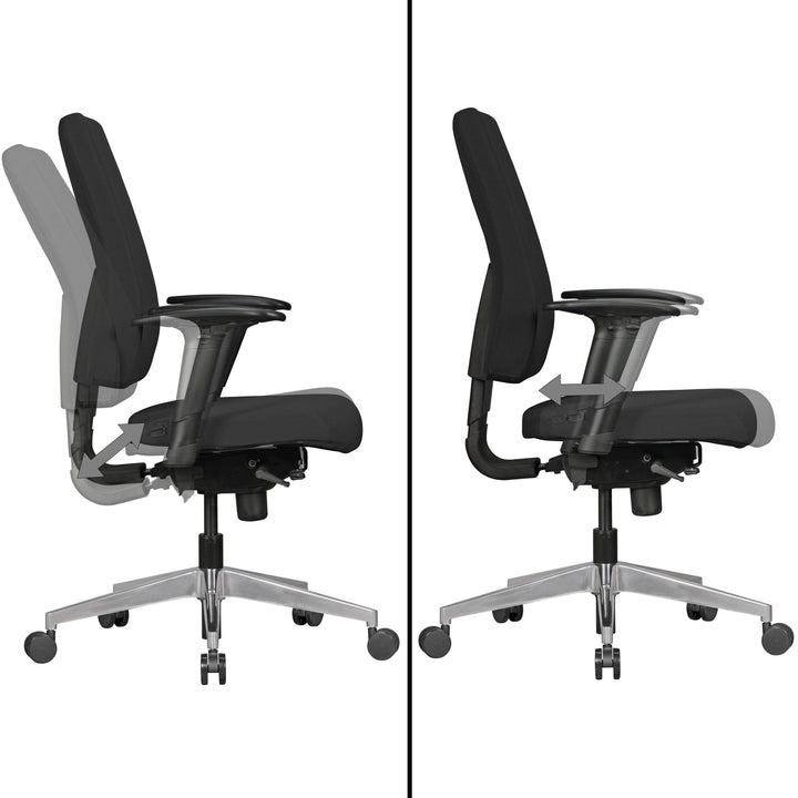 Bürostuhl Latina_ Ergonomisches Design_ Lendenwirbelstütze_ höhenverstellbare Armlehnen_ strapazierfähiger Stoff_ Aluminium-Fußkreuz - KADIMA DESIGN_Größe_ 70x63x119 cm_