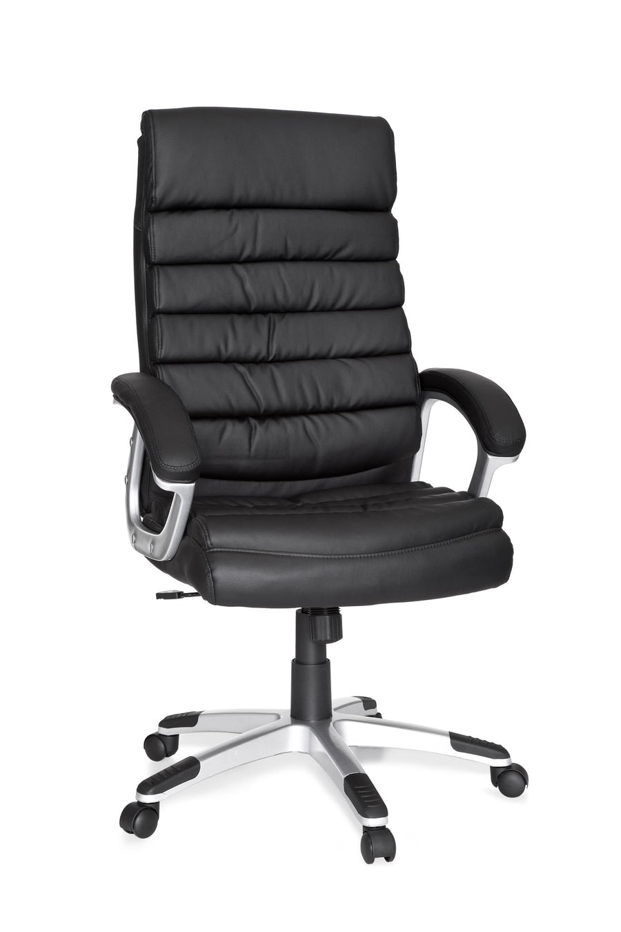 Schreibtischstuhl LIRI Kunstleder_ ergonomisch_ hohe Rückenlehne_ Wippmechanik_ bis 120 kg - KADIMA DESIGN_Farbe_ Schwarz_ Größe_ 60x60x125 cm_