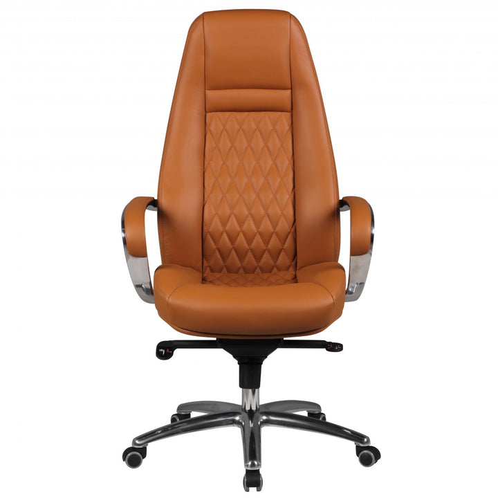 Chefsessel MADRID Echtleder_ ergonomisch_ Aluminium-Fußkreuz_ bis 120 kg_ 8 Stunden Sitzdauer - KADIMA DESIGN_Farbe_ Beige_ Größe_ 70x68x130 cm_