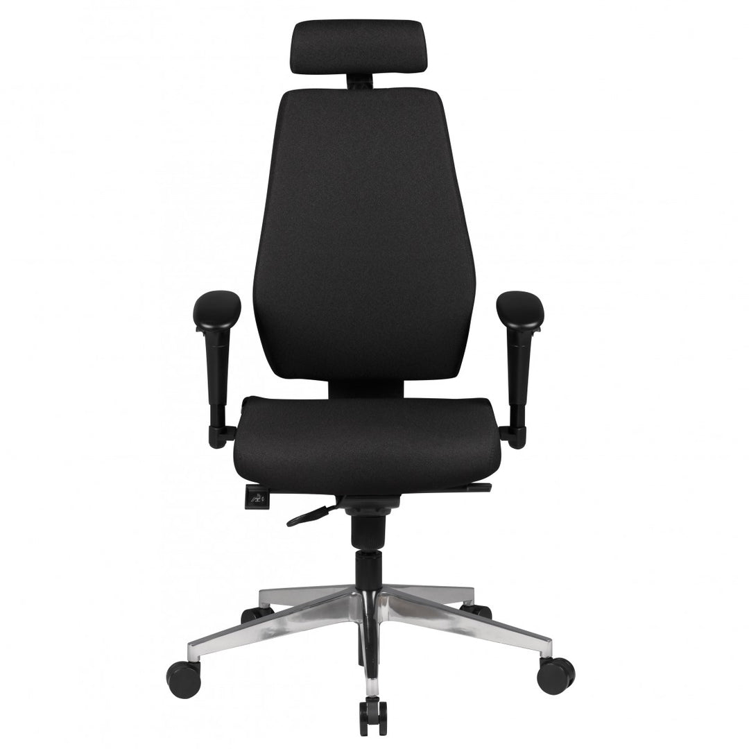 Luxus-Bürostuhl &quot;Komfort Plus&quot;_ Ergonomische Rückenlehne_ verstellbare Sitz-/Rückenneigung_ Kopfstütze_ strapazierfähiger Stoff_ Aluminium-Fußkreuz - KADIMA DESIGN_Größe_ 70x60x141 cm_
