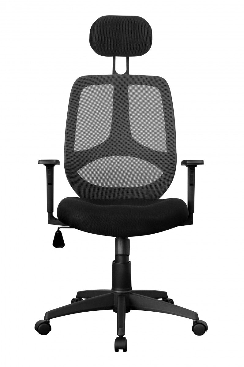 Komfortabler Bürostuhl  Ergonomisches Design  verstellbare Kopfstütze/Armlehnen  Netzbezug  120 kg Belastbarkeit - KADIMA DESIGN Größe  61x57x127 cm
