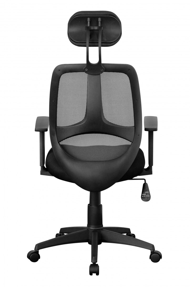 Komfortabler Bürostuhl  Ergonomisches Design  verstellbare Kopfstütze/Armlehnen  Netzbezug  120 kg Belastbarkeit - KADIMA DESIGN Größe  61x57x127 cm