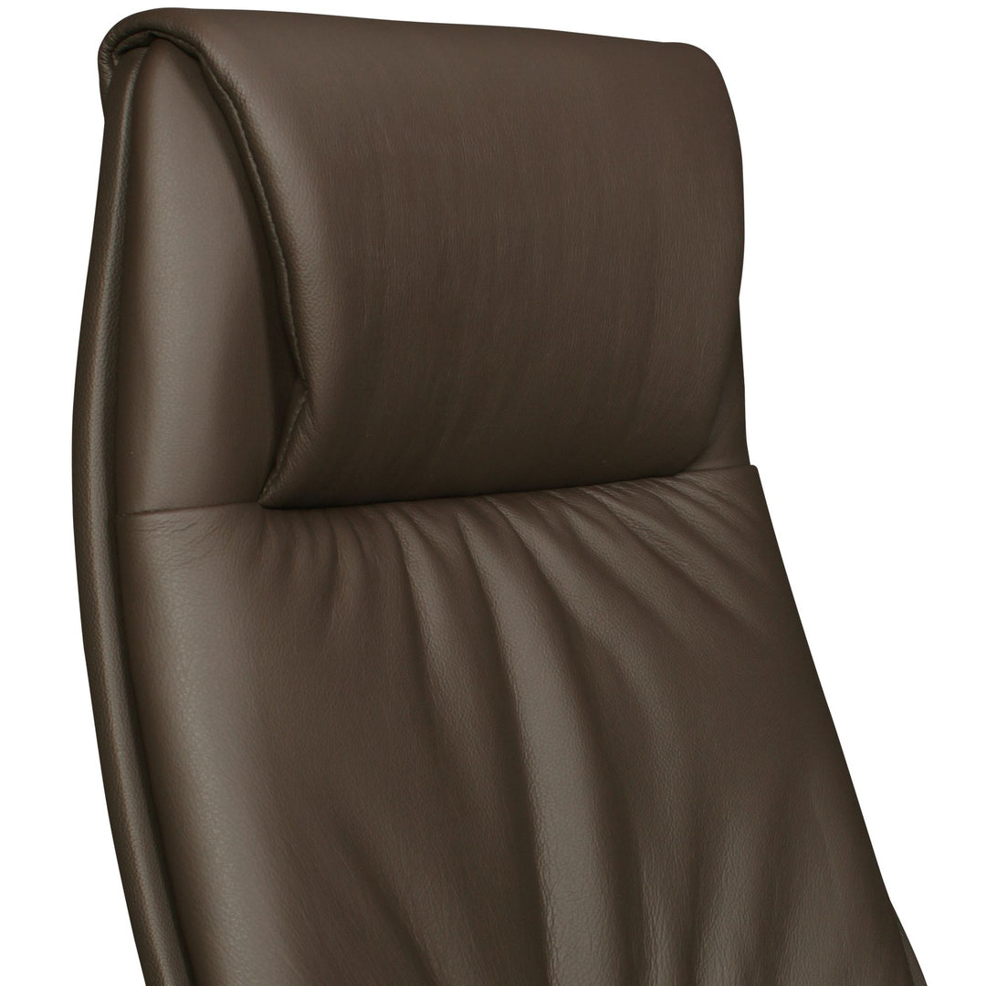 Chefsessel TEMZA Echtleder_ Aluminium_ 3-Stufen Synchronmechanik_ bis 120 kg_ 8 Stunden - KADIMA DESIGN_Farbe_ Braun_ Größe_ 67x58x125 cm_