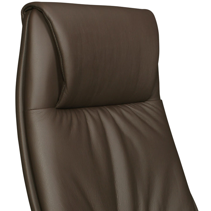Chefsessel TEMZA Echtleder_ Aluminium_ 3-Stufen Synchronmechanik_ bis 120 kg_ 8 Stunden - KADIMA DESIGN_Farbe_ Braun_ Größe_ 67x58x125 cm_