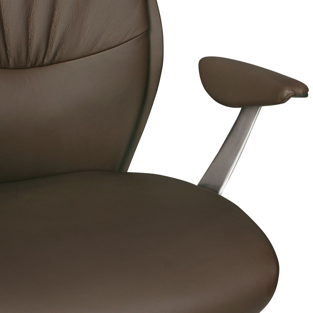 Chefsessel TEMZA Echtleder_ Aluminium_ 3-Stufen Synchronmechanik_ bis 120 kg_ 8 Stunden - KADIMA DESIGN_Farbe_ Braun_ Größe_ 67x58x125 cm_