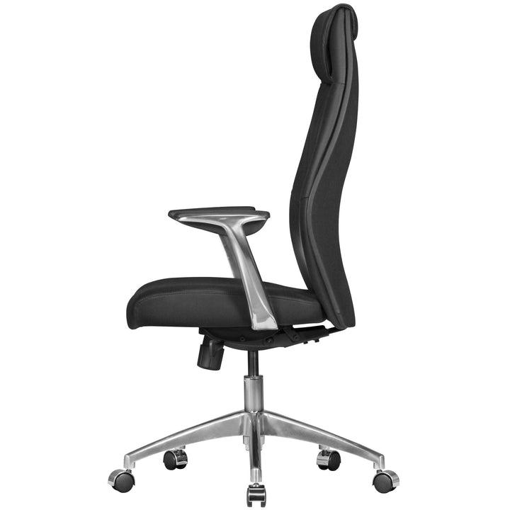 Chefsessel TEMZA Echtleder_ Aluminium_ 3-Stufen Synchronmechanik_ bis 120 kg_ 8 Stunden - KADIMA DESIGN_Farbe_ Schwarz_ Größe_ 67x58x125 cm_