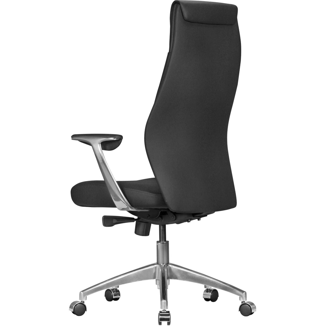 Chefsessel TEMZA Echtleder_ Aluminium_ 3-Stufen Synchronmechanik_ bis 120 kg_ 8 Stunden - KADIMA DESIGN_Farbe_ Schwarz_ Größe_ 67x58x125 cm_