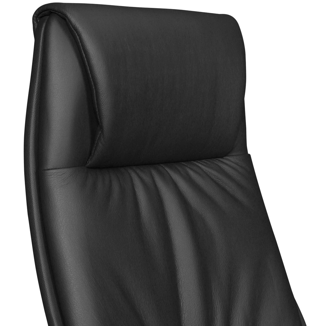 Chefsessel TEMZA Echtleder_ Aluminium_ 3-Stufen Synchronmechanik_ bis 120 kg_ 8 Stunden - KADIMA DESIGN_Farbe_ Schwarz_ Größe_ 67x58x125 cm_