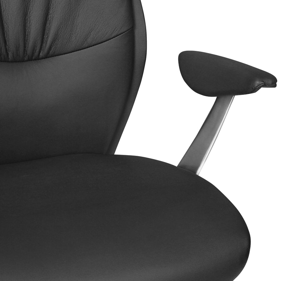 Chefsessel TEMZA Echtleder_ Aluminium_ 3-Stufen Synchronmechanik_ bis 120 kg_ 8 Stunden - KADIMA DESIGN_Farbe_ Schwarz_ Größe_ 67x58x125 cm_