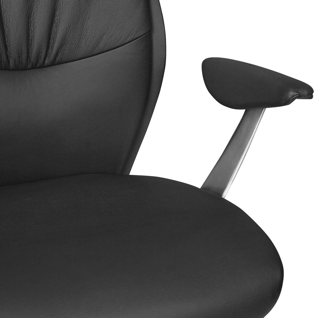 Chefsessel TEMZA Echtleder_ Aluminium_ 3-Stufen Synchronmechanik_ bis 120 kg_ 8 Stunden - KADIMA DESIGN_Farbe_ Schwarz_ Größe_ 67x58x125 cm_