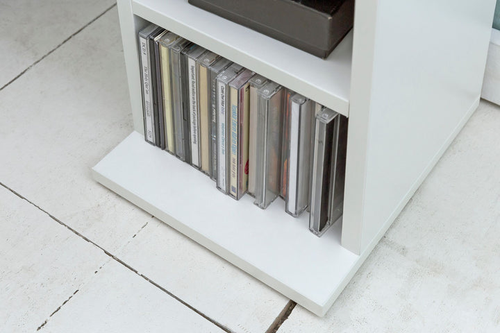 KADIMA DESIGN CD-Regal Holz_ Modernes Standregal mit 6 Fächern für CDs und DVDs_Weiß_#sku_BARWL5.836#