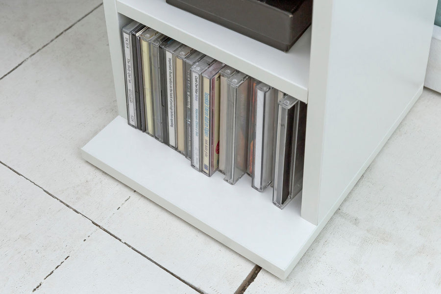 CD-Regal Holz_ Modernes Standregal mit 6 Fächern für CDs und DVDs - KADIMA DESIGN_Größe_ 21x20x90 cm_