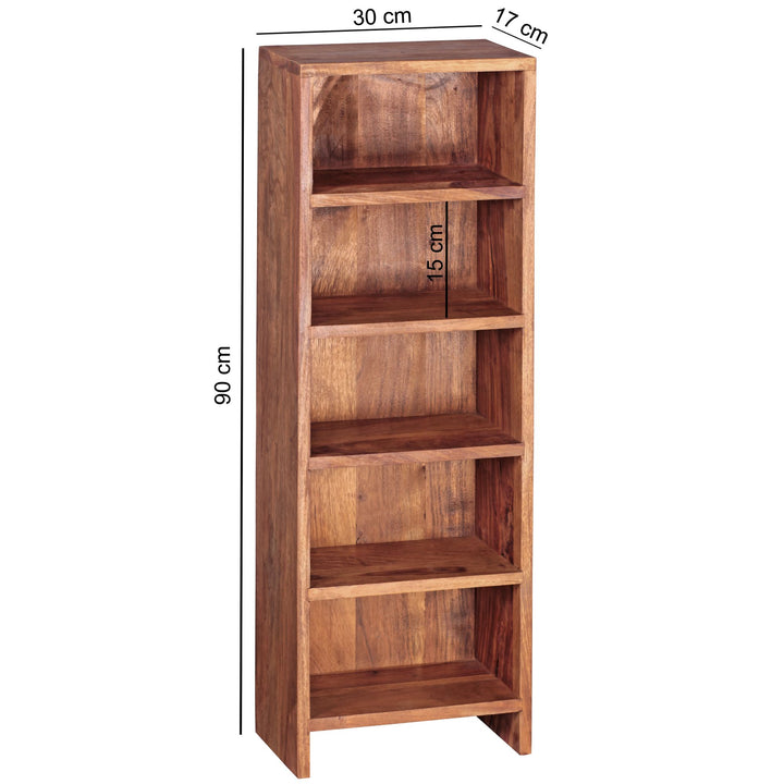 CD-Regal NAKO_ Massivholz_ 90 cm Höhe_ für 100 CDs_ Sheesham/Akazie_ pflegeleicht - KADIMA DESIGN_Farbe_ Braun_ Größe_ 30x17x90 cm_