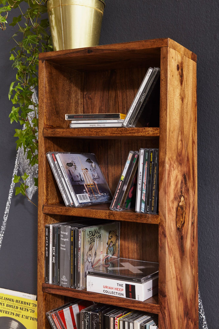 CD-Regal NAKO_ Massivholz_ 90 cm Höhe_ für 100 CDs_ Sheesham/Akazie_ pflegeleicht - KADIMA DESIGN_Farbe_ Braun_ Größe_ 30x17x90 cm_