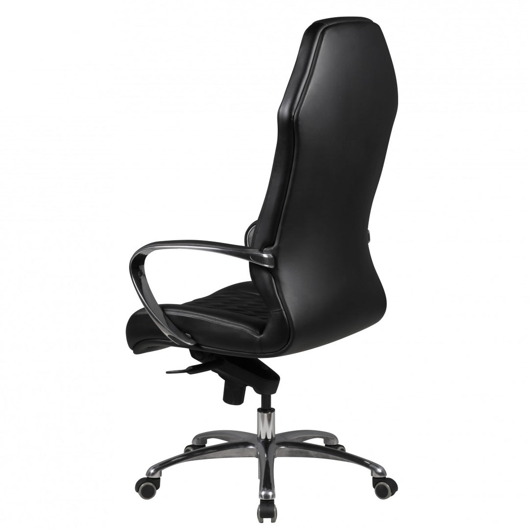 Chefsessel MILANO Echtleder_ Multiblockwippmechanik_ Lendenwirbelunterstützung_ Aluminiumfußkreuz - KADIMA DESIGN_Farbe_ Schwarz_ Größe_ 70x67x136 cm_