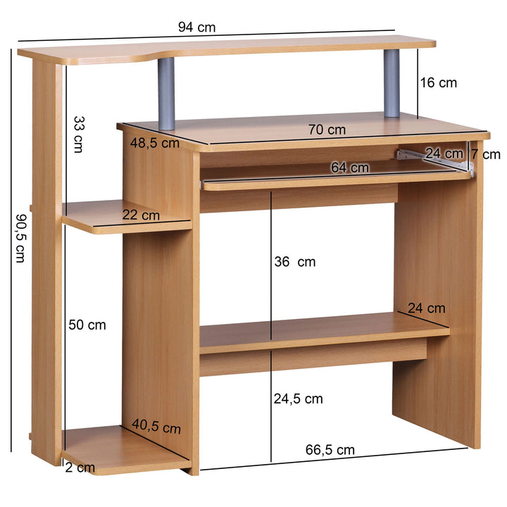 Computertisch ELBTRAUM_ Intelligenter Tastaturauszug_ Großzügige Arbeitsfläche_ Sonoma-Farbe_ Langlebig und Pflegeleicht - KADIMA DESIGN_Farbe_ Braun_ Größe_ 94x48x90 cm_